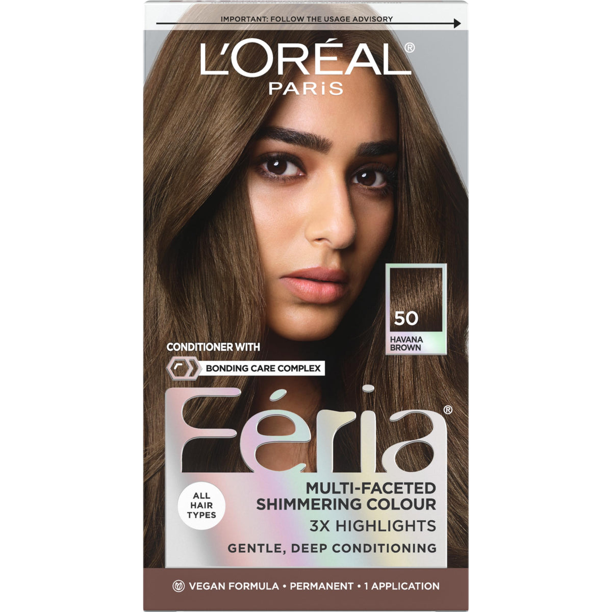 L'Oreal Paris Feria coloration permanente 50 Brun Havana avant application