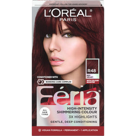 L'Oreal Paris Feria Coloration Permanente R48 Velours Rouge kit avant application