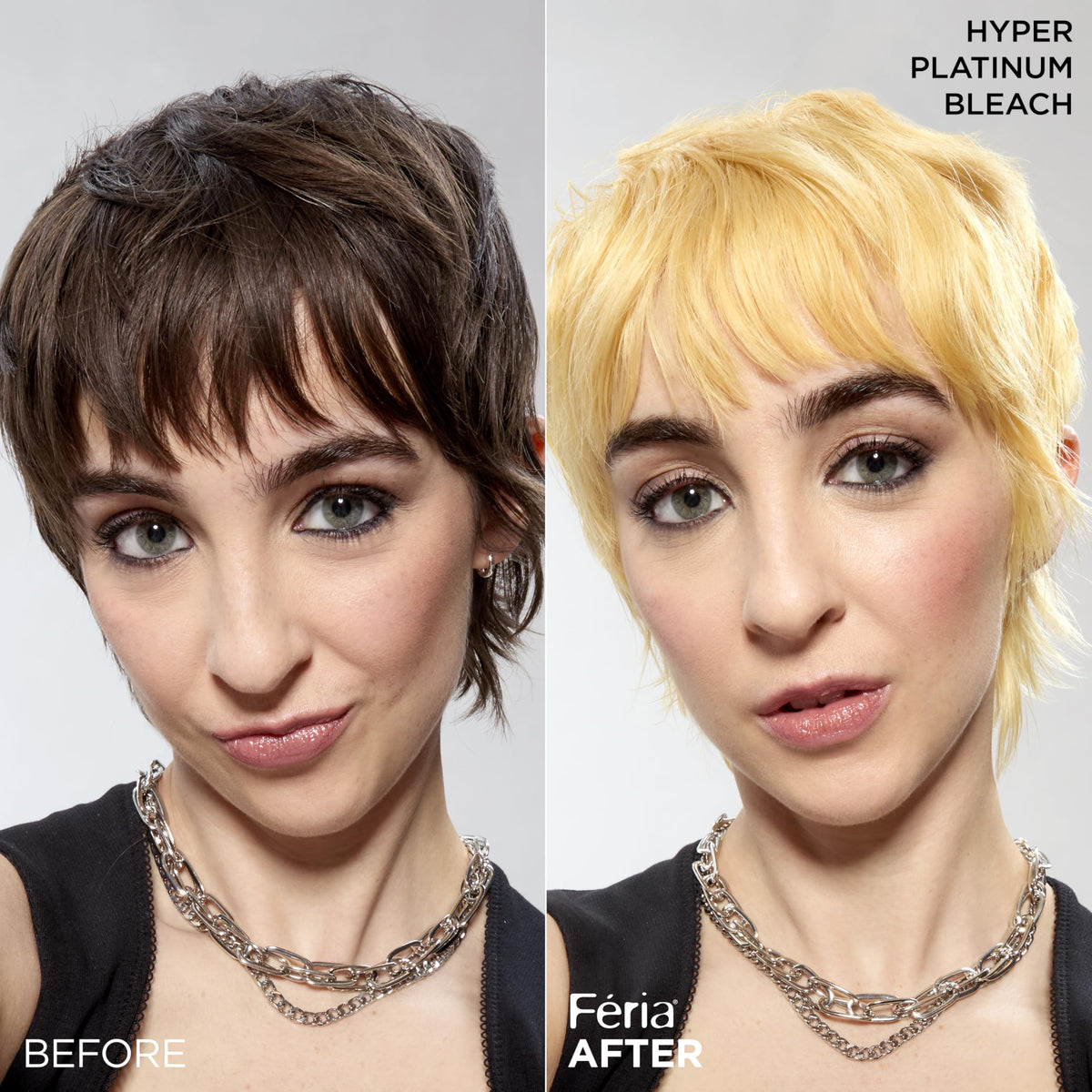L'Oreal Paris Feria Hyper Platinum sur cheveux bruns