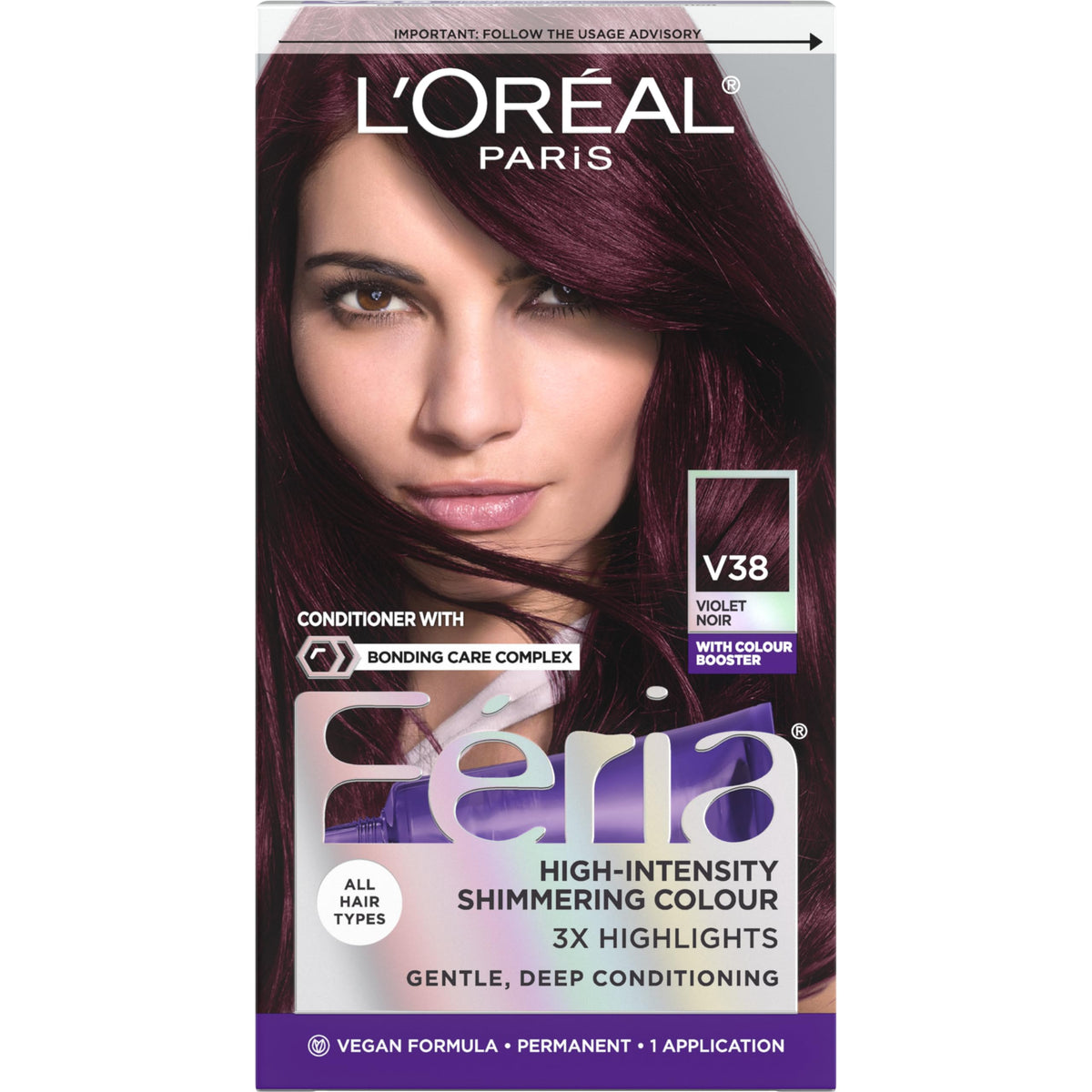 L'Oreal Paris Feria V38 Violet Noir coloration permanente vue avant