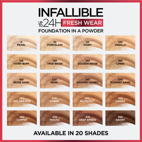 L'Oreal Paris Fond de Teint Poudré à côté de pinceaux de maquillage