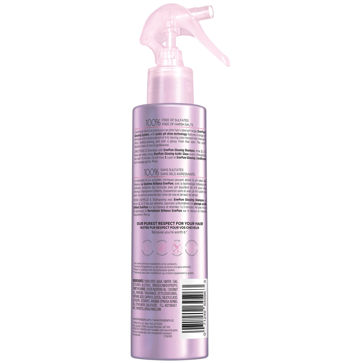 L'Oreal Paris Glaze Acide Brillant 6,7 oz sur un fond floral