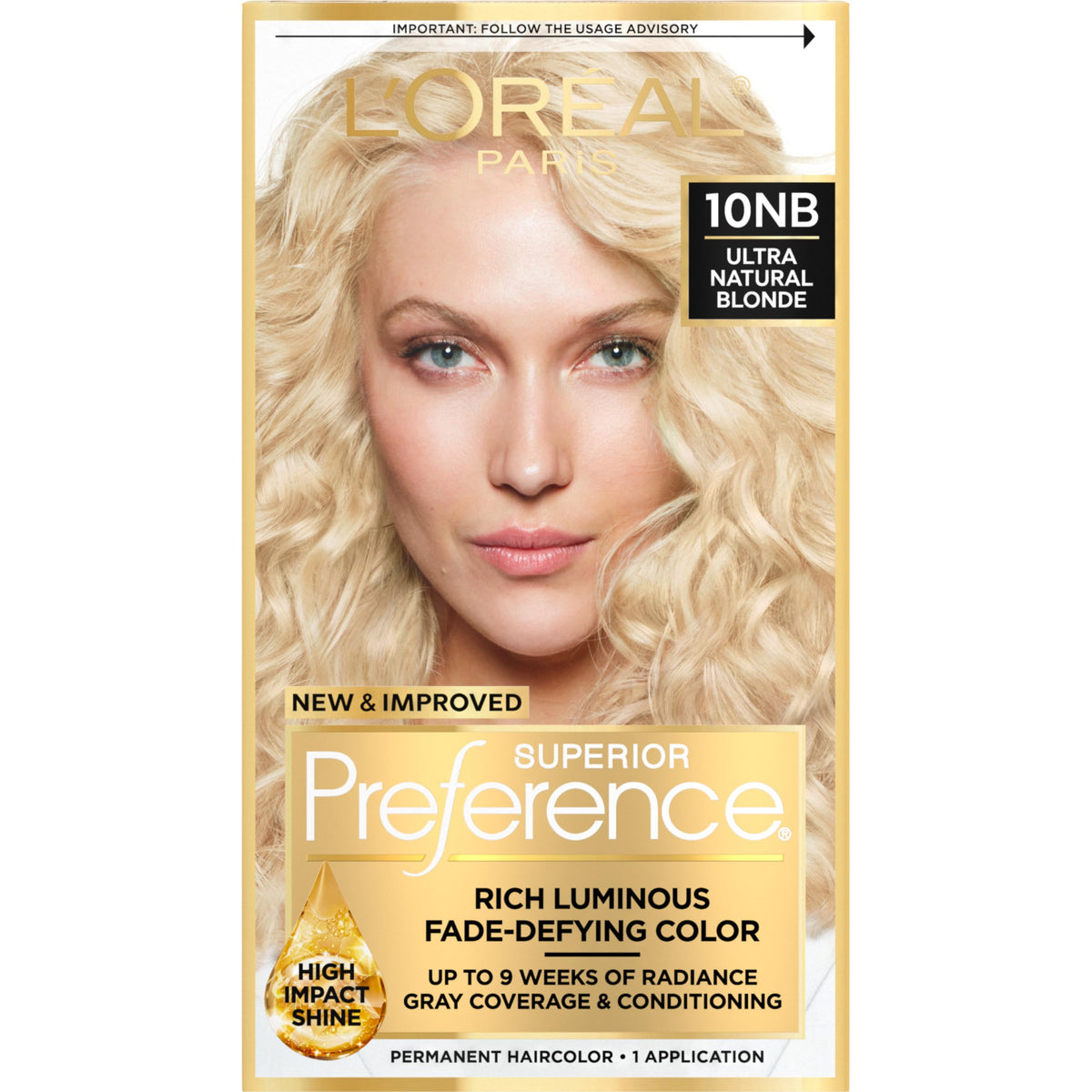 L'Oreal Paris kit de coloration permanente 10NB vue de face