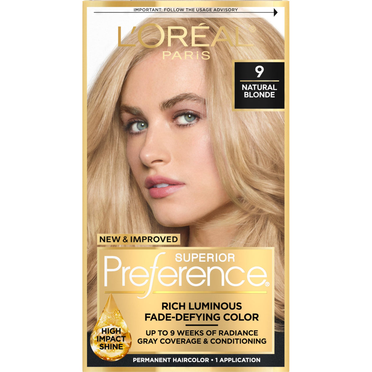 L'Oreal Paris kit de coloration permanente 9,1 Blonde Naturel, vue avant