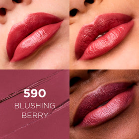 L'Oreal Paris Rouge à Lèvres Satiné Blushing Berry avec tube ouvert