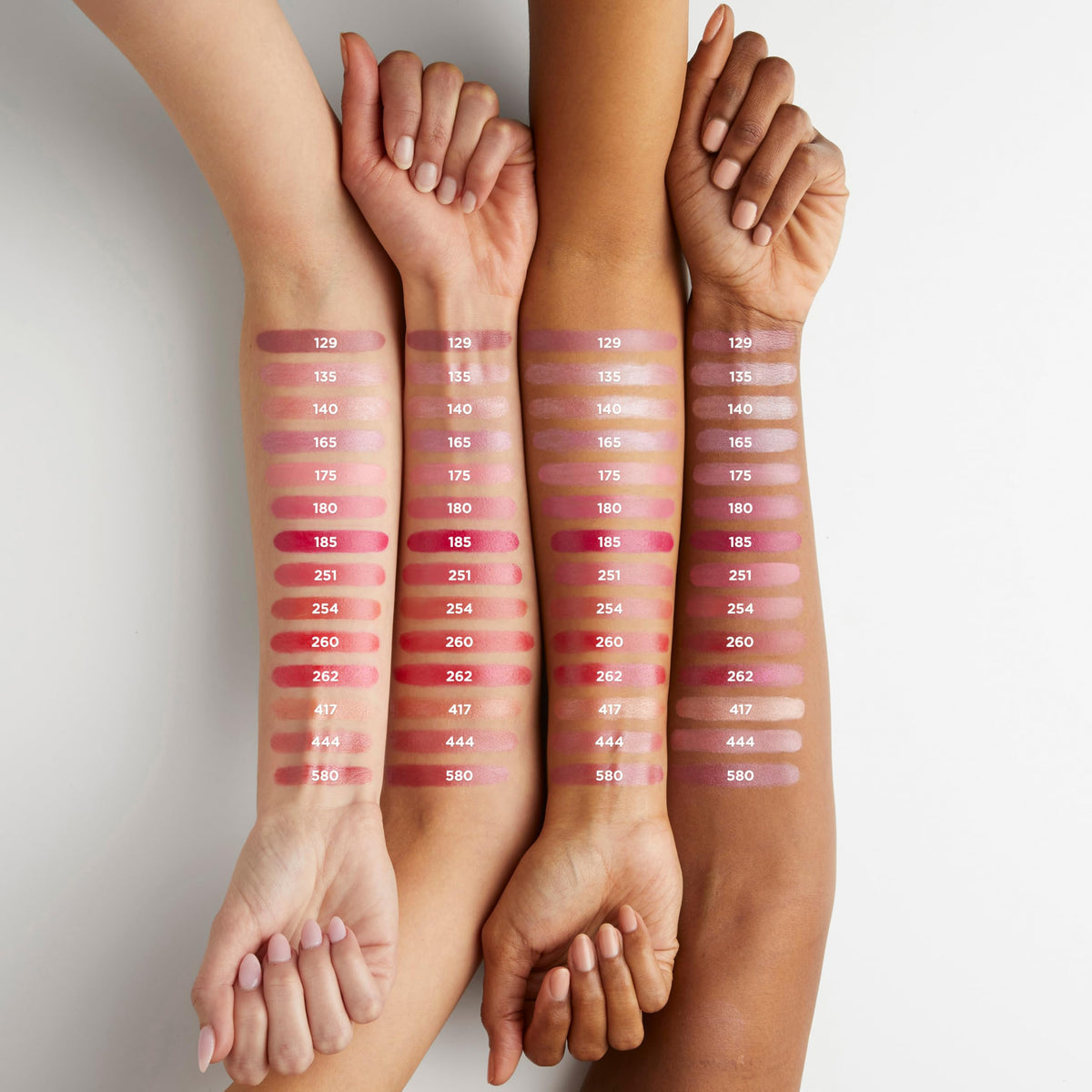 L'Oreal Paris Rouge à Lèvres Satiné Framboise Rush avec swatch sur peau