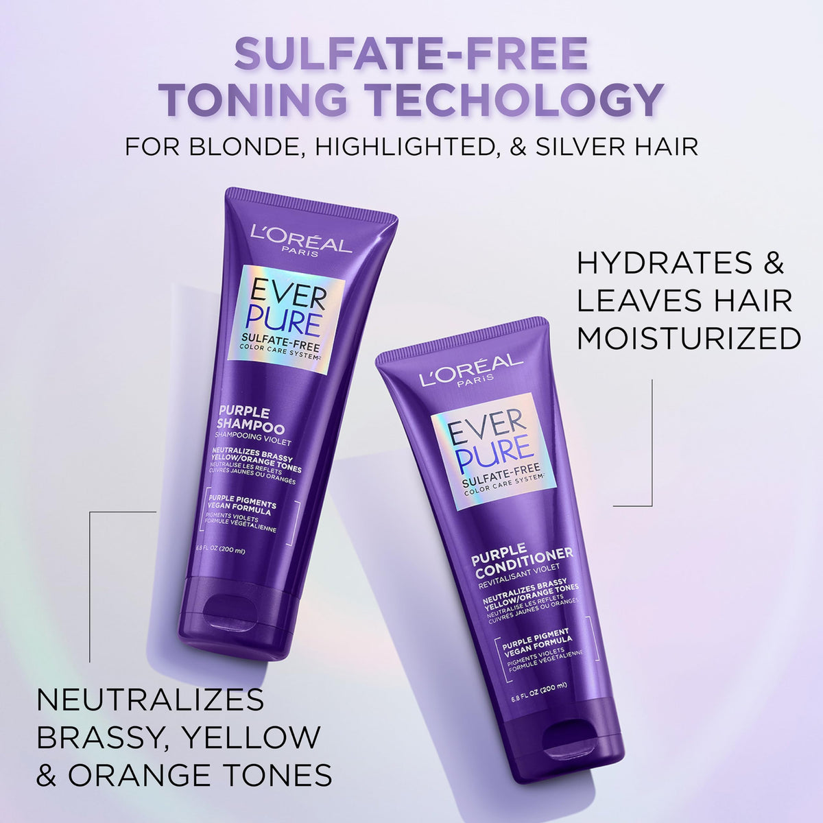 L'Oreal Paris Shampooing Violet 771g avec texture de produit