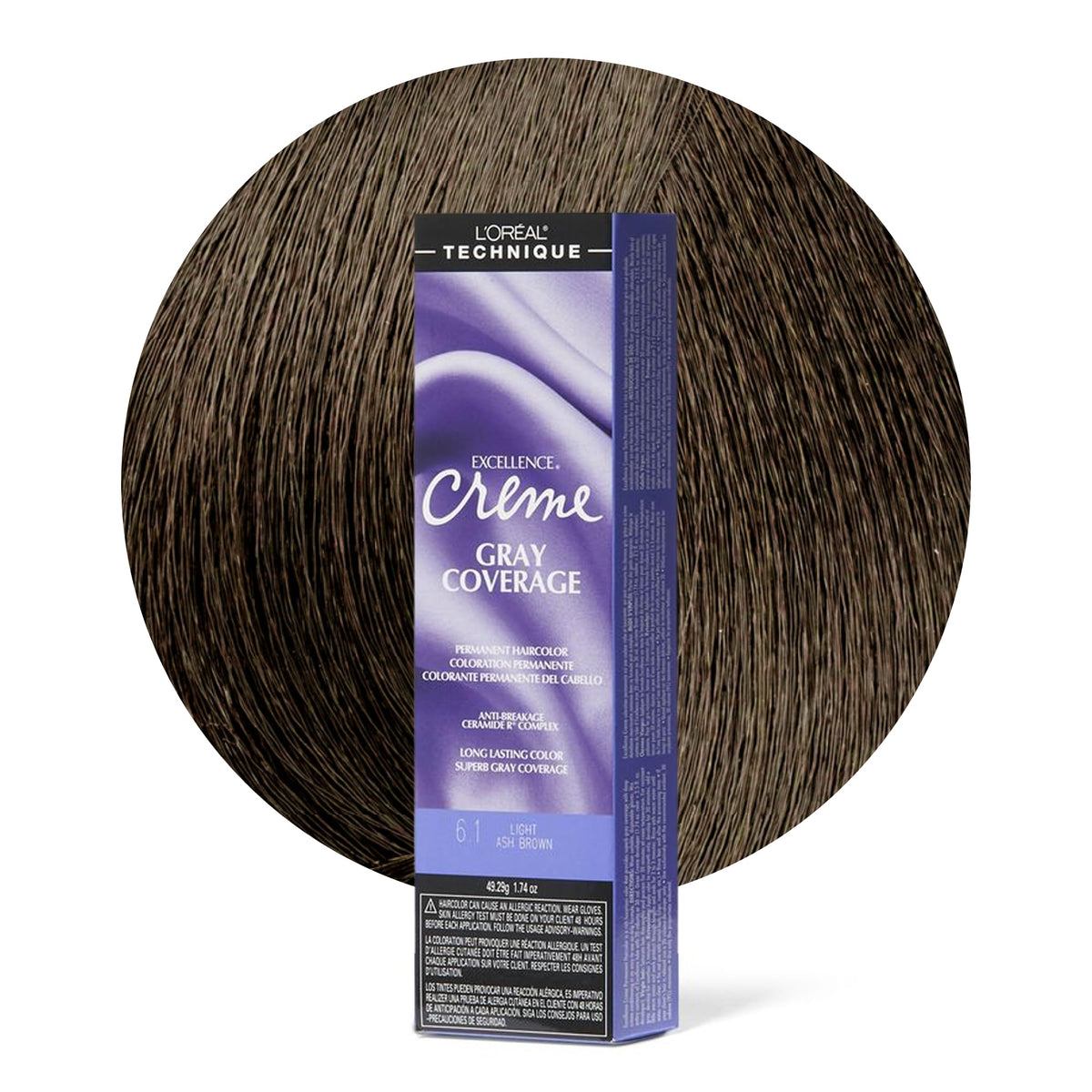 L'OREAL TECHNIQUE Excellence Crème Couleur Cheveux 68g Châtain Clair Cendre vue avant