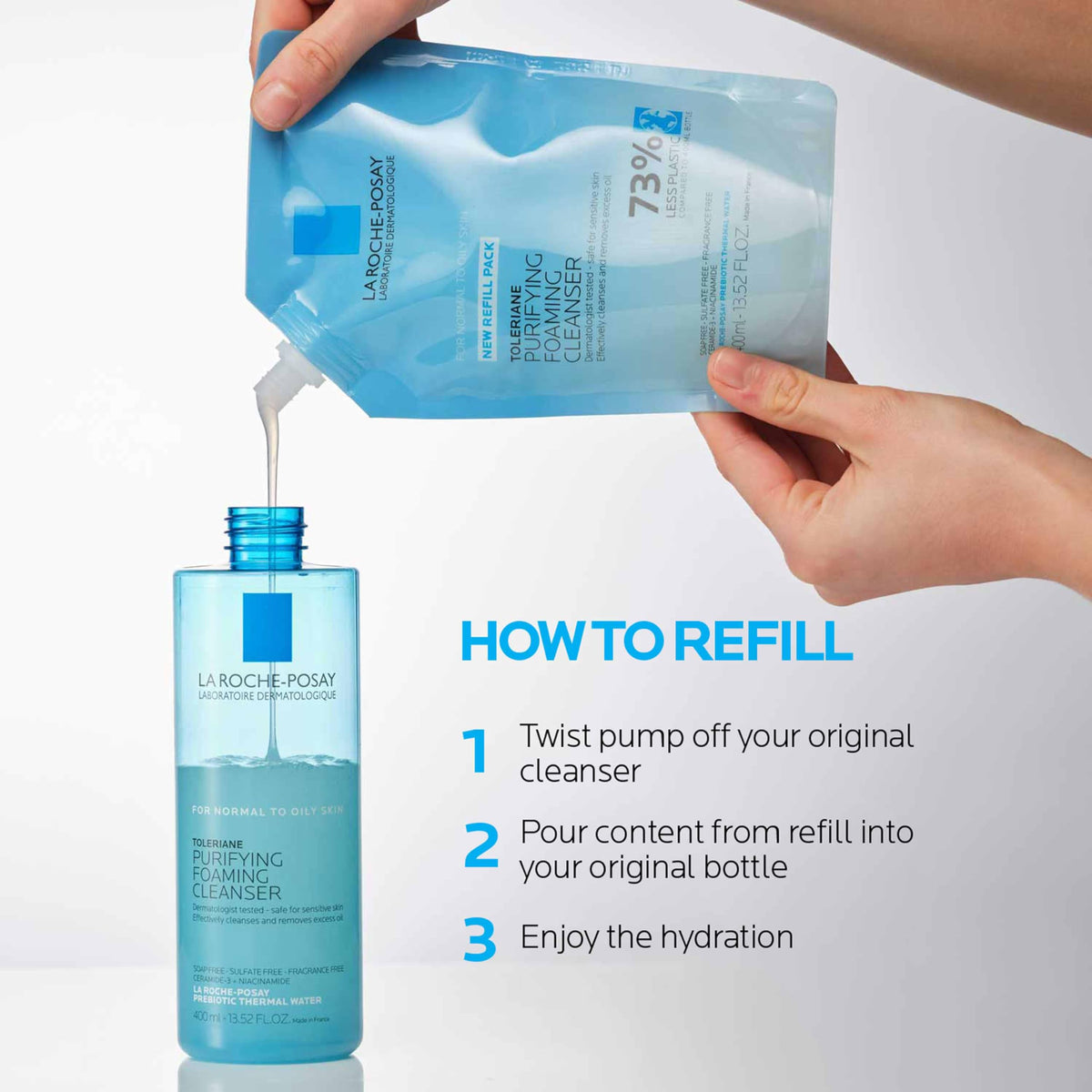 La Roche-Posay Toleriane Gel Nettoyant Moussant 431g avec texture mousse