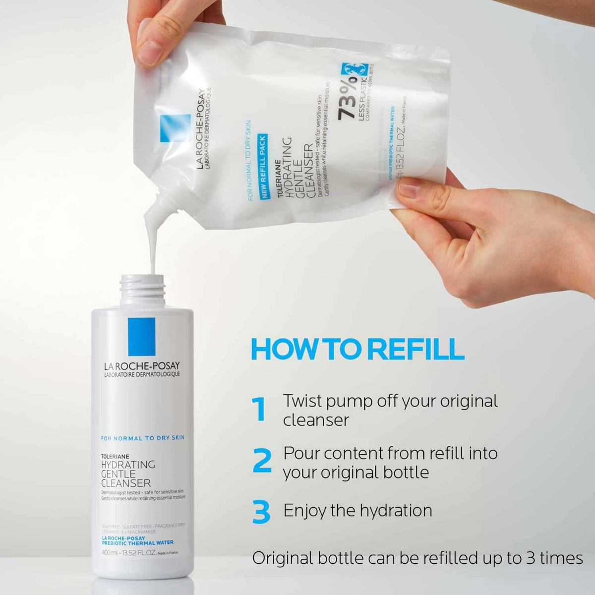 La Roche-Posay Toleriane Nettoyant Hydratant Doux 422g texture crémeuse