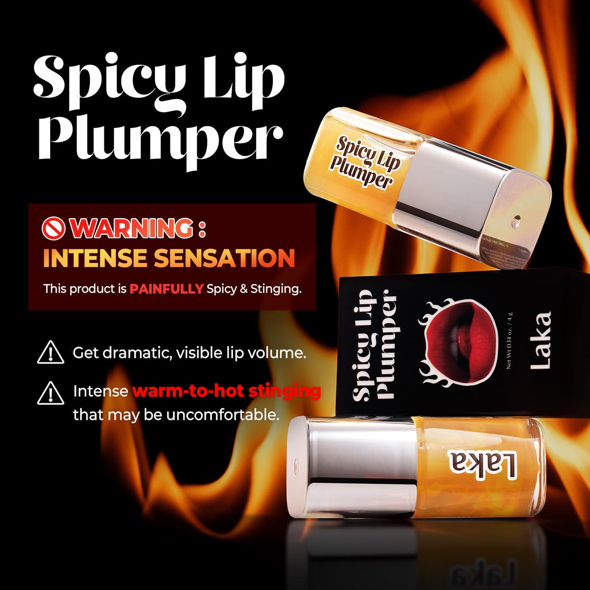 Laka Spicy Lip Plumper 0,14oz sur fond blanc