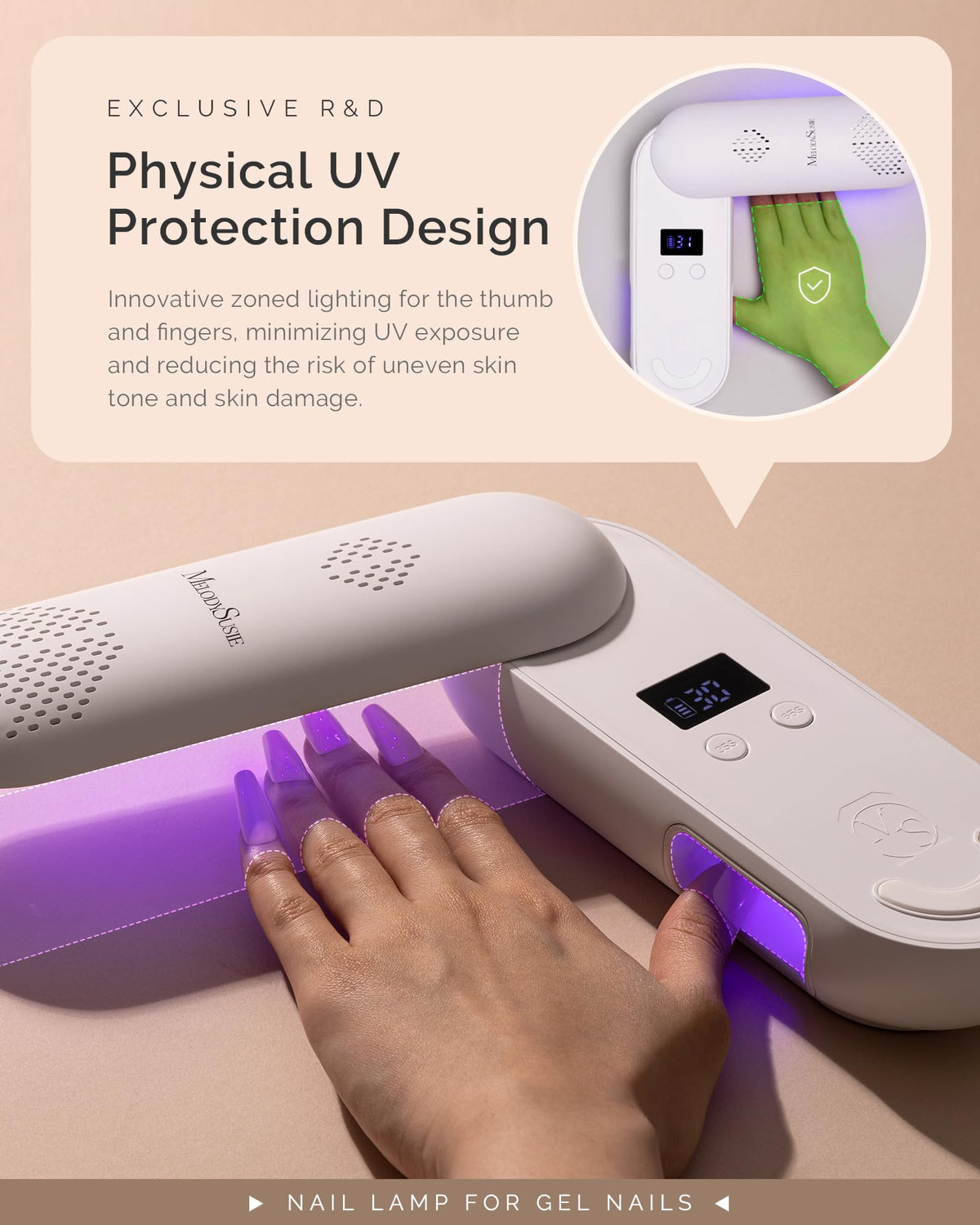 Lampe à ongles UV MelodySusie P-Plus20F avec gel à ongles