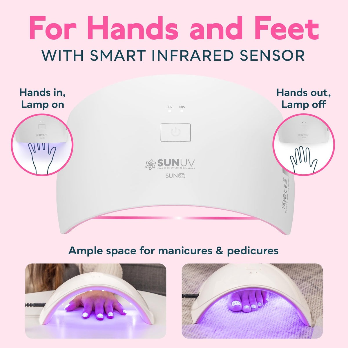 Lampe SUNUV SUN9C avec gel à ongles en cours de séchage