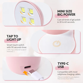 Lampe UV GAOY mini rose avec minuterie de 90s