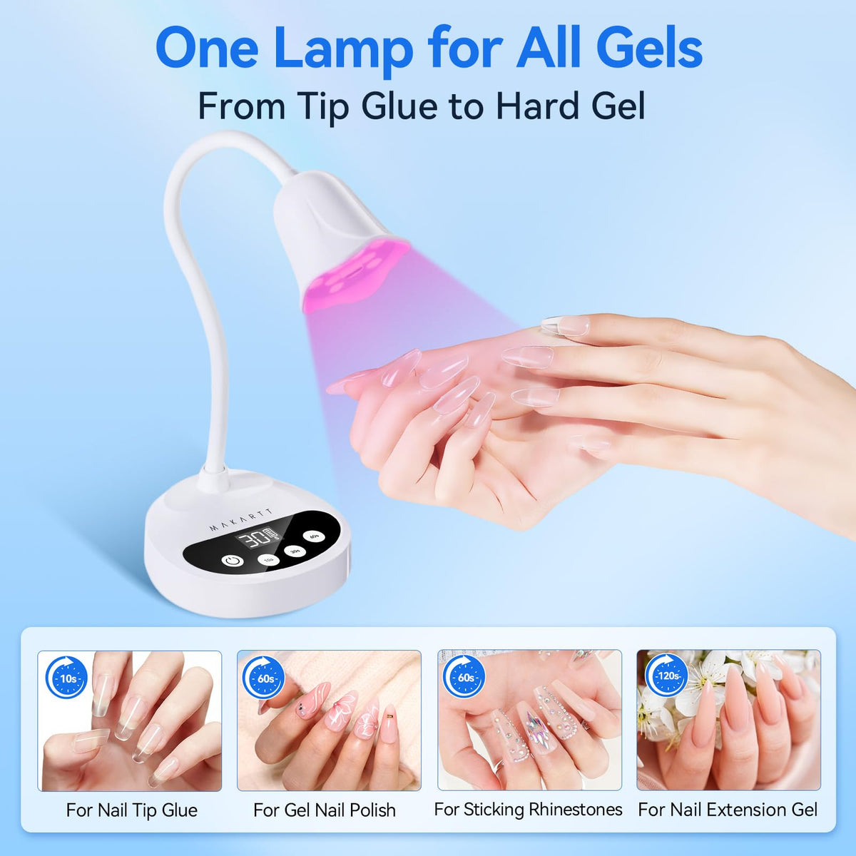 Lampe UV LED Makartt avec batterie rechargeable en vue latérale