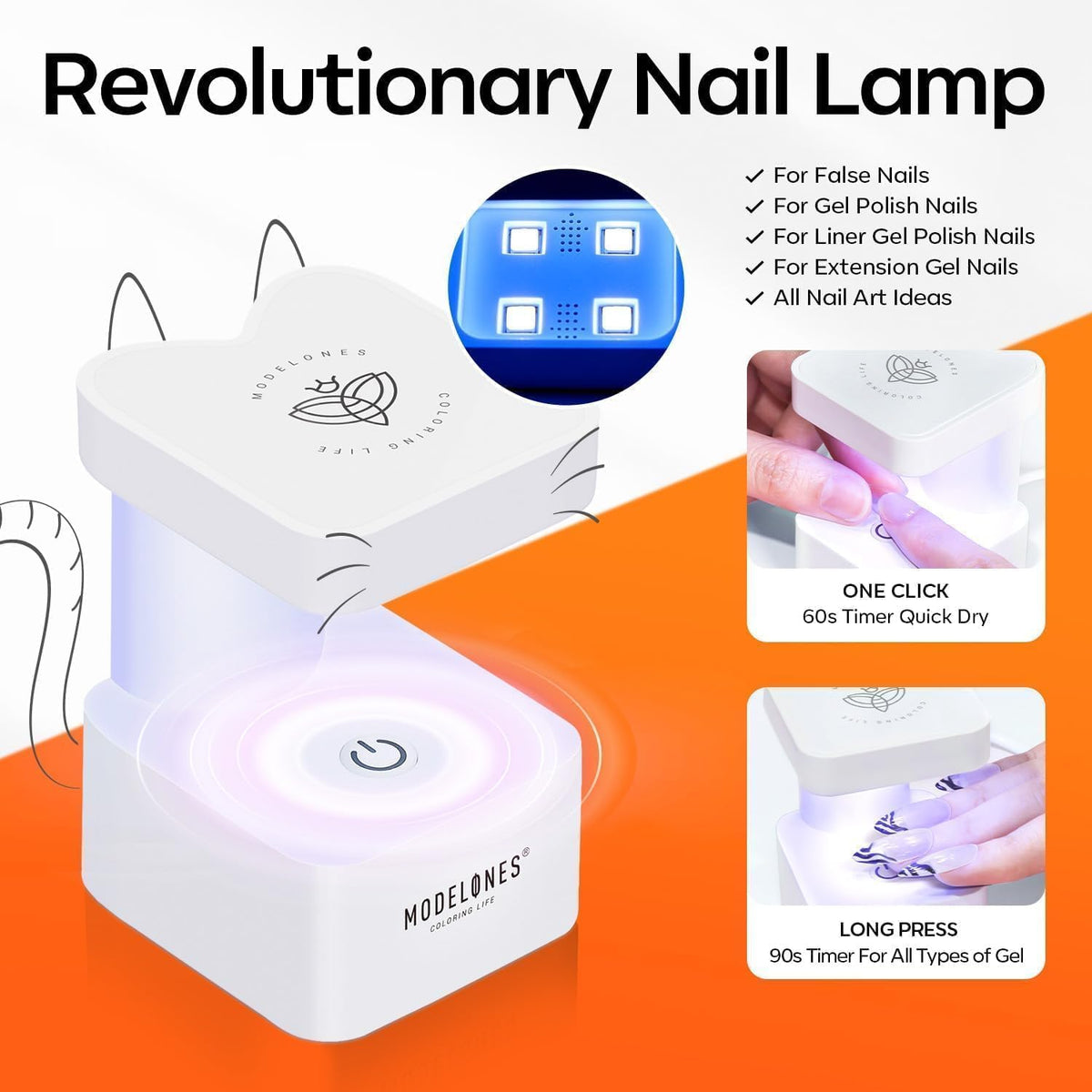 lampe UV/LED portable pour manucure avec minuterie de 60s et 90s
