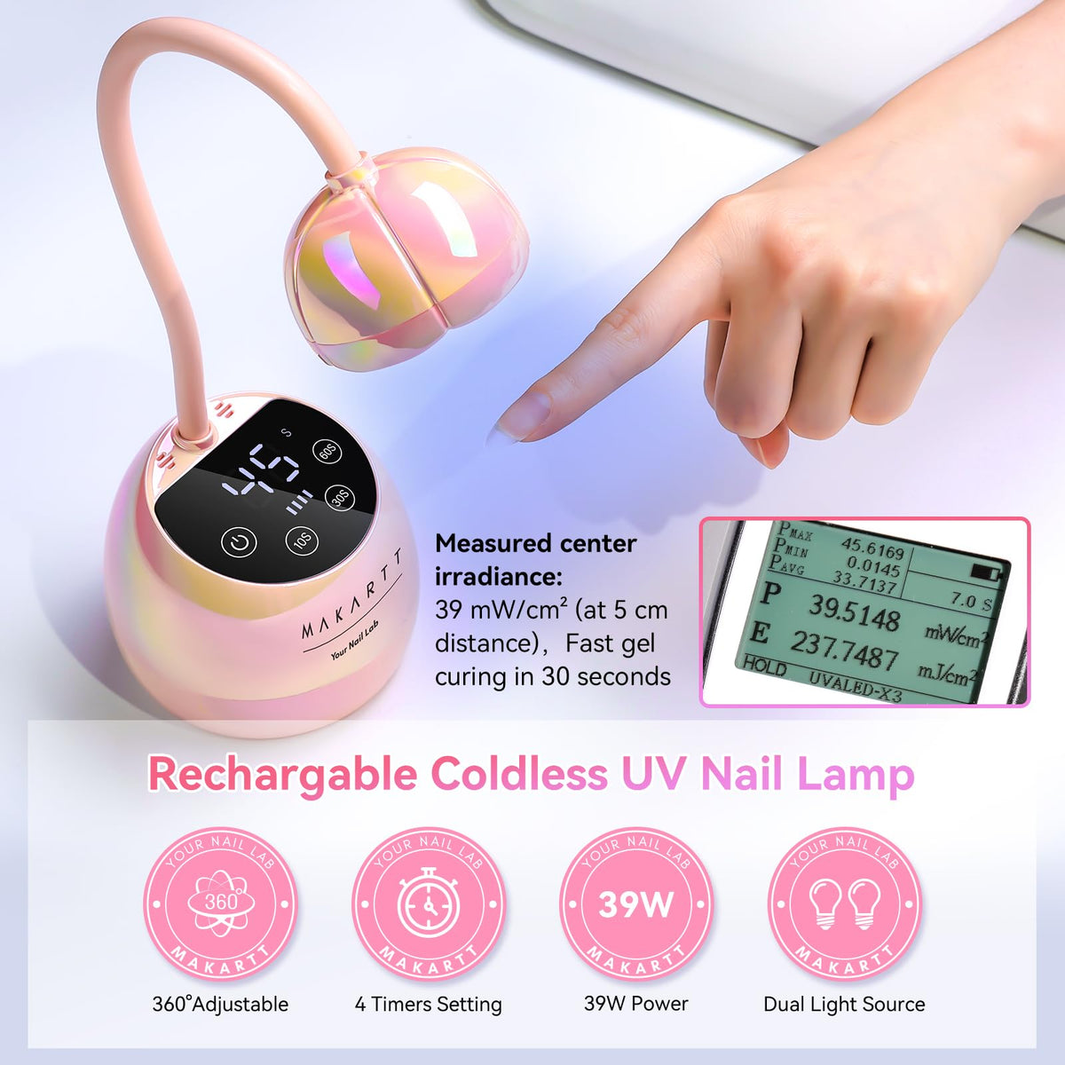 Lampe UV Makartt en utilisation avec des ongles en gel