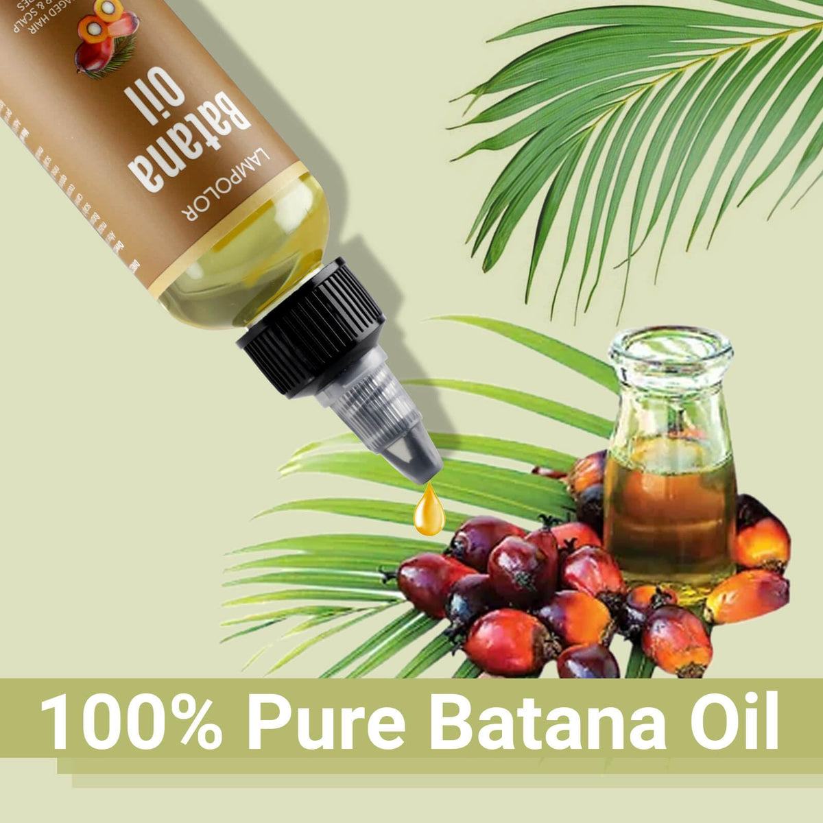 Lampolar Huile de Batana 100% Pure versée dans une petite cuillère
