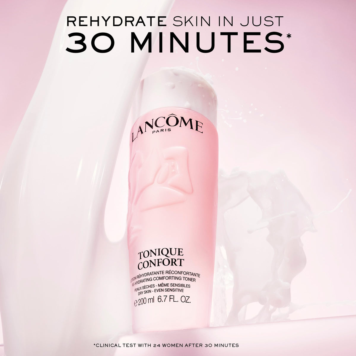 Lancôme Tonique Confort 400 ml vue de côté montrant le bouchon