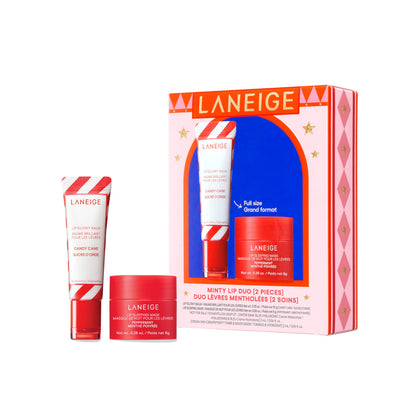 LANEIGE Duo de Soins des Lèvres - Masque de Nuit Menthe et Baume Candy Cane
