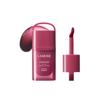 LANEIGE JuicePop Box Teinte à Lèvres DJ Plum vue avant avec finition brillante