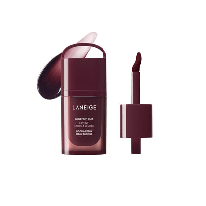 LANEIGE JuicePop Box Teinture à Lèvres Mocha Remix vue avant avec finition brillante