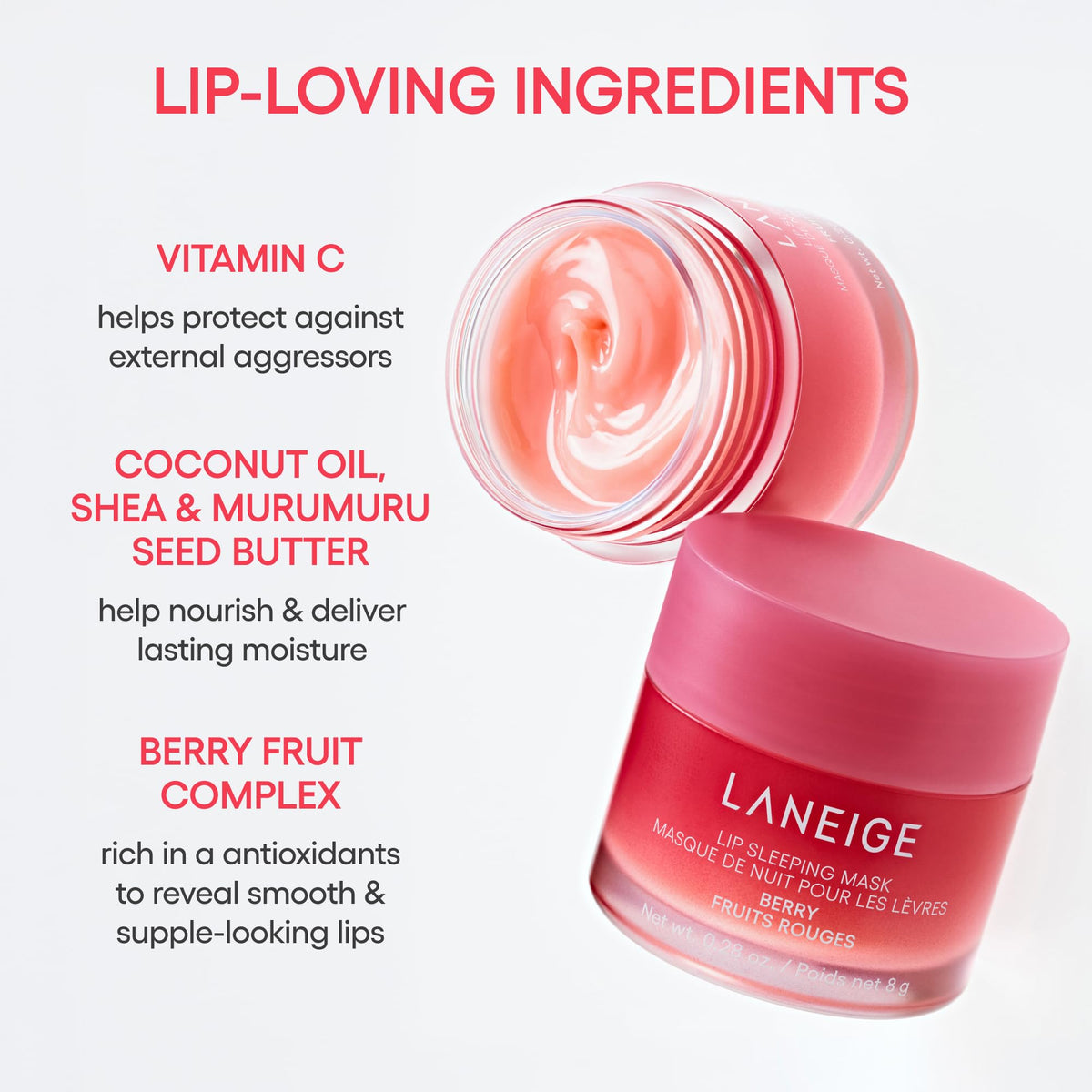 LANEIGE Masque de Nuit pour les Lèvres 68g packaging ouvert