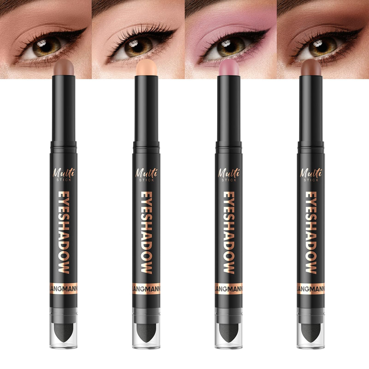 LANGMANNI Set de 4 Crayons à Paupières Waterproof, couleur 1