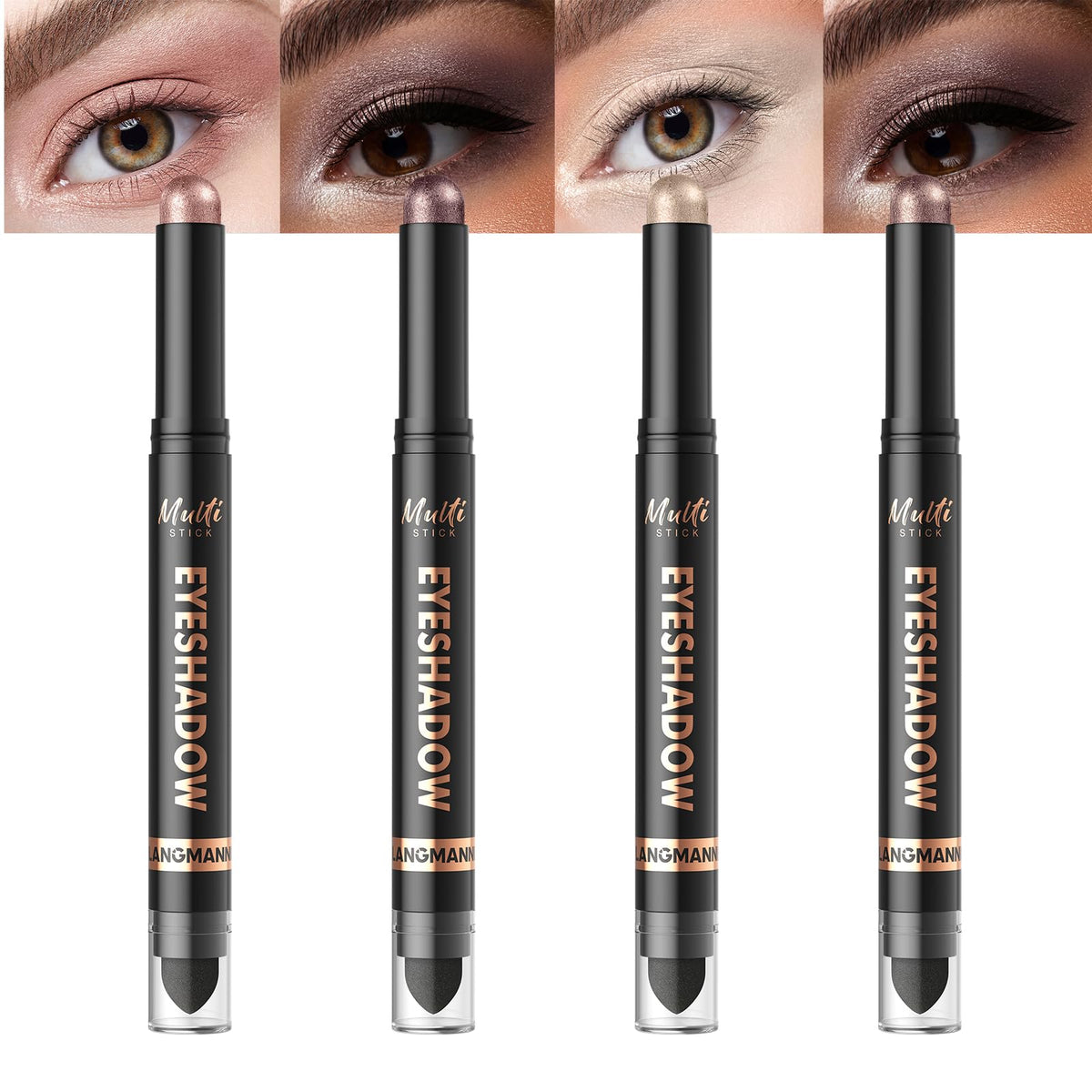 LANGMANNI Stick Ombre à Paupières Étanche Duo 4 Couleurs - Vue de face
