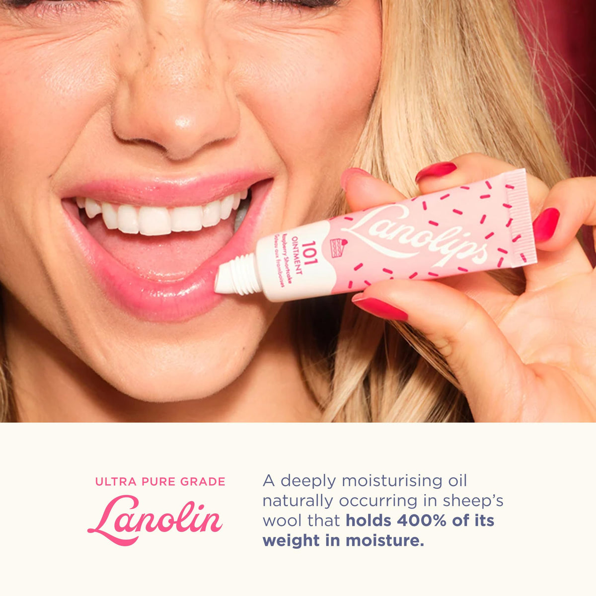 Lanolips Baume Multi-Usage 101 Framboise Shortcake 18g texture crémeuse