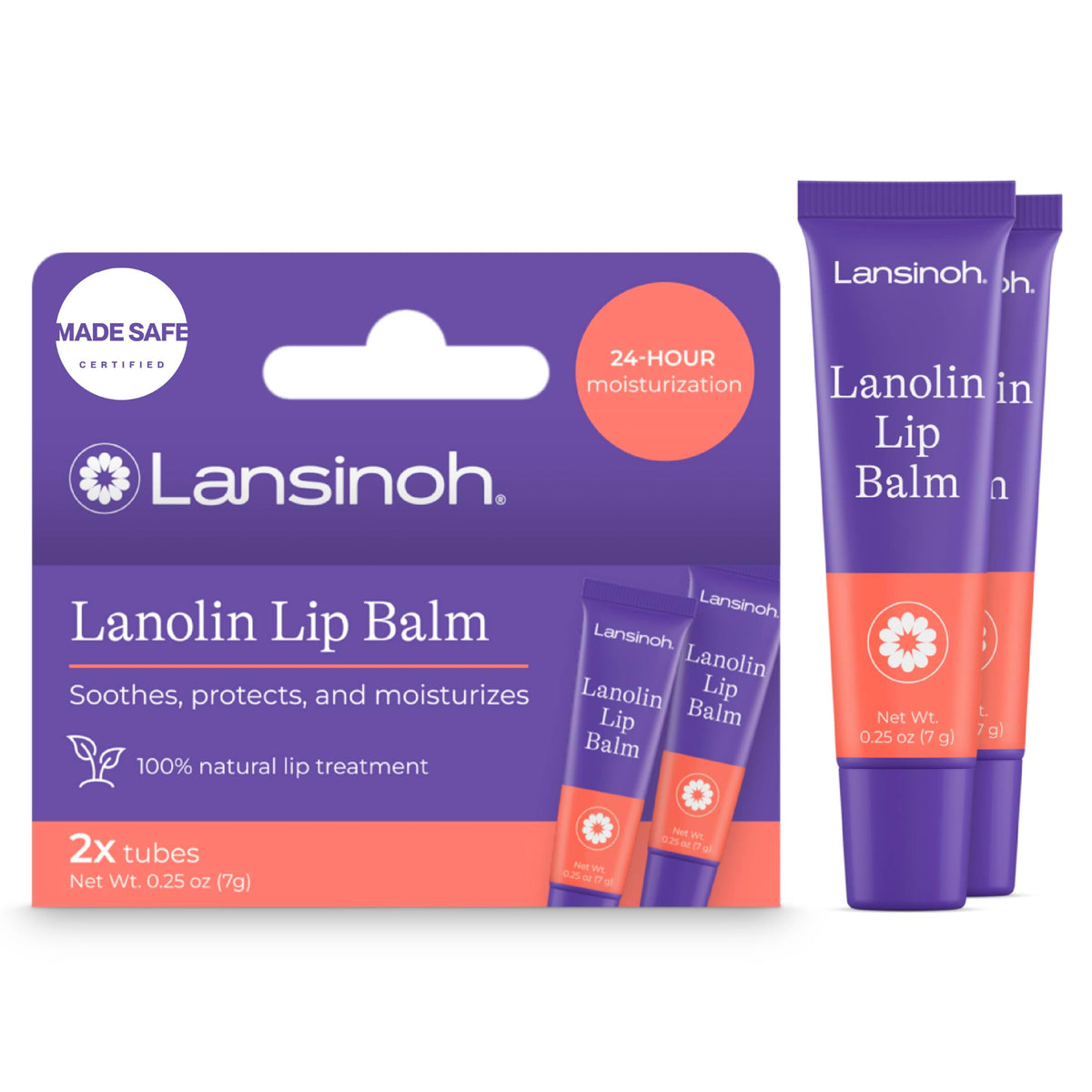 Lansinoh Baume à Lèvres Lanoline 2 Pack devant