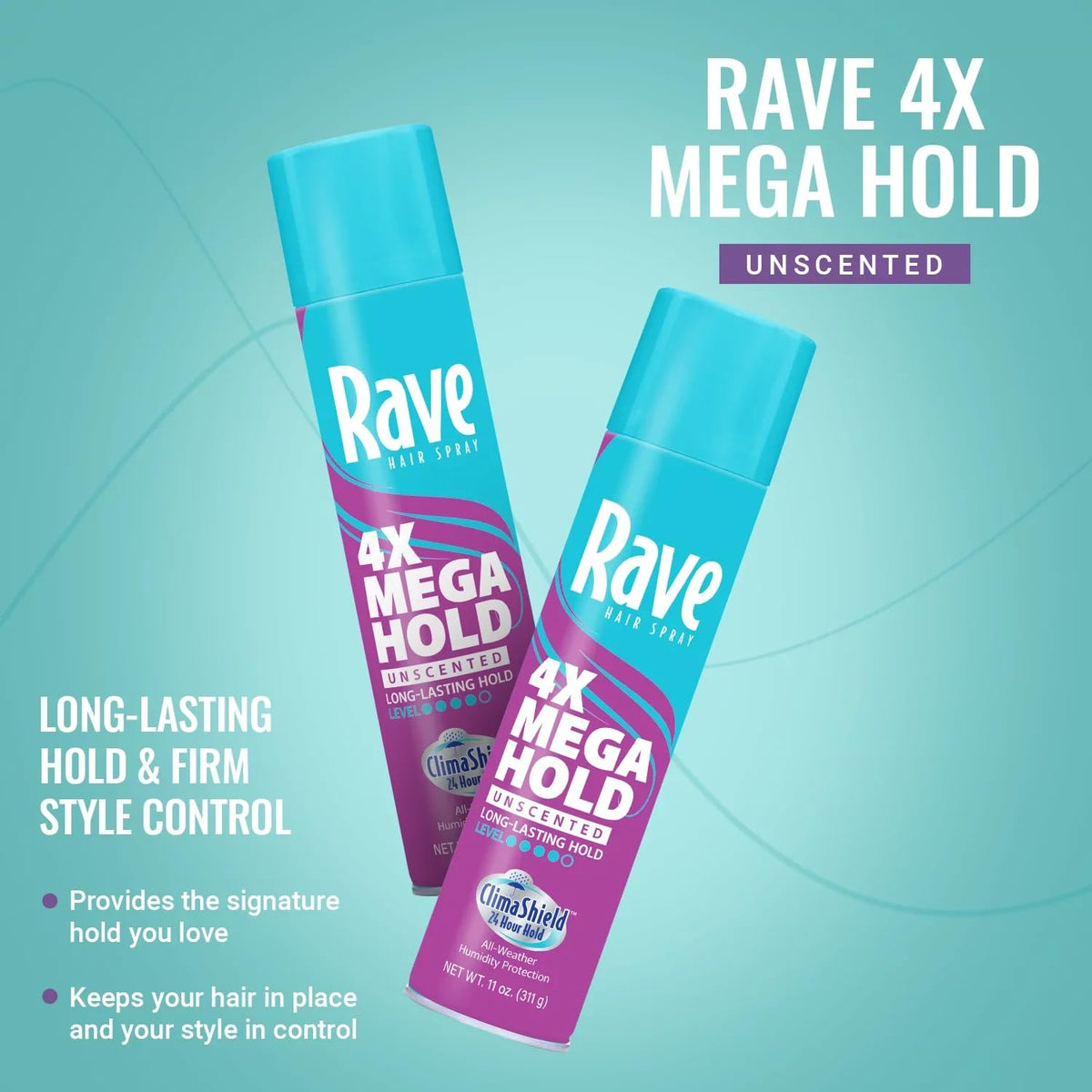 Laque coiffante rave 4X Mega dans un environnement de salle de bain