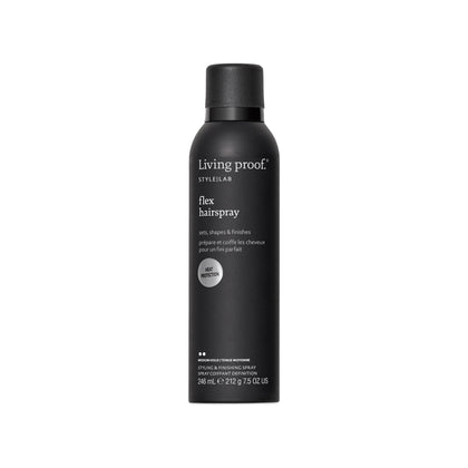 Laque Flexible Living Proof 259g vue de face avec pulvérisateur