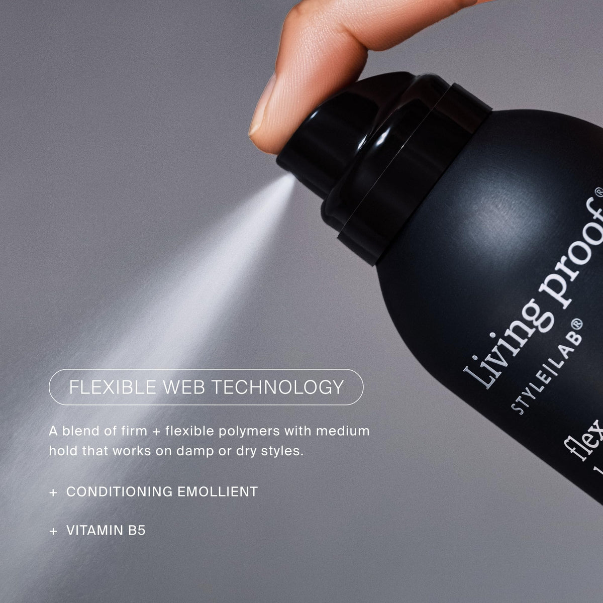 Laque Flexible Living Proof 358g à côté d'autres produits capillaires