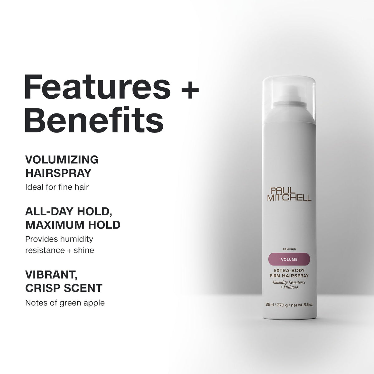 Laque Paul Mitchell Extra-Body Volume dans un cadre de salle de bain