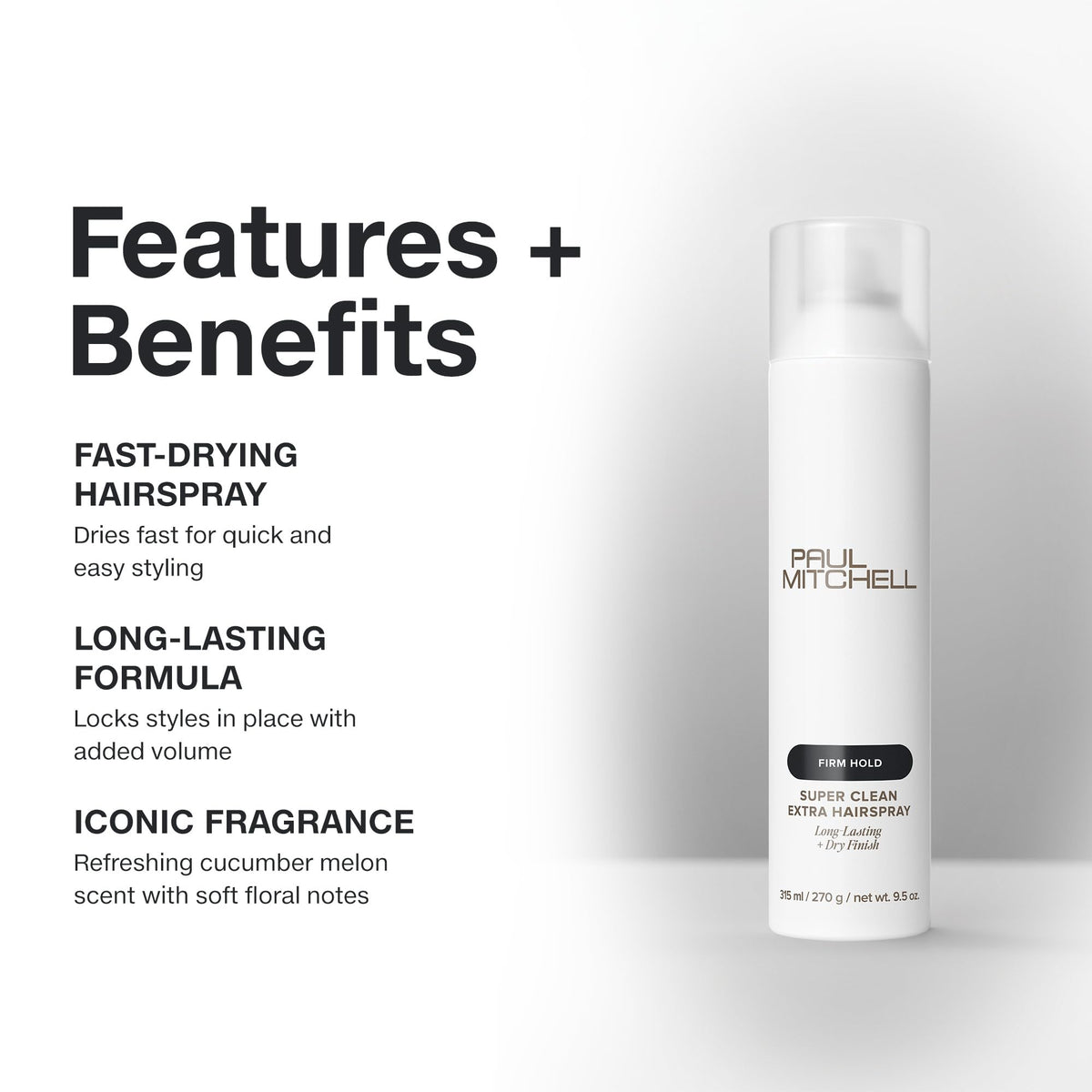 Laque Paul Mitchell Super Clean Extra 9,5 oz avec flacon et étiquettes