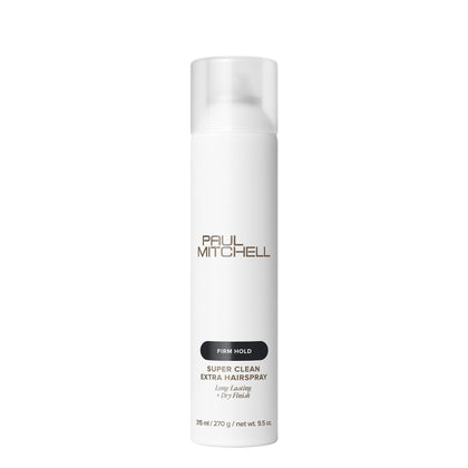 Laque Paul Mitchell Super Clean Extra 9,5 oz vue avant avec bouchon