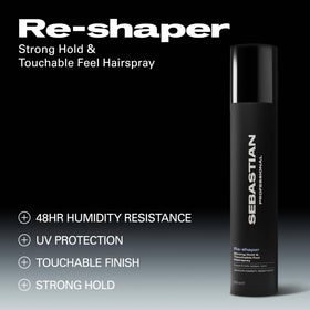 Laque Professional Sebastian Re-Shaper sur une coiffeuse