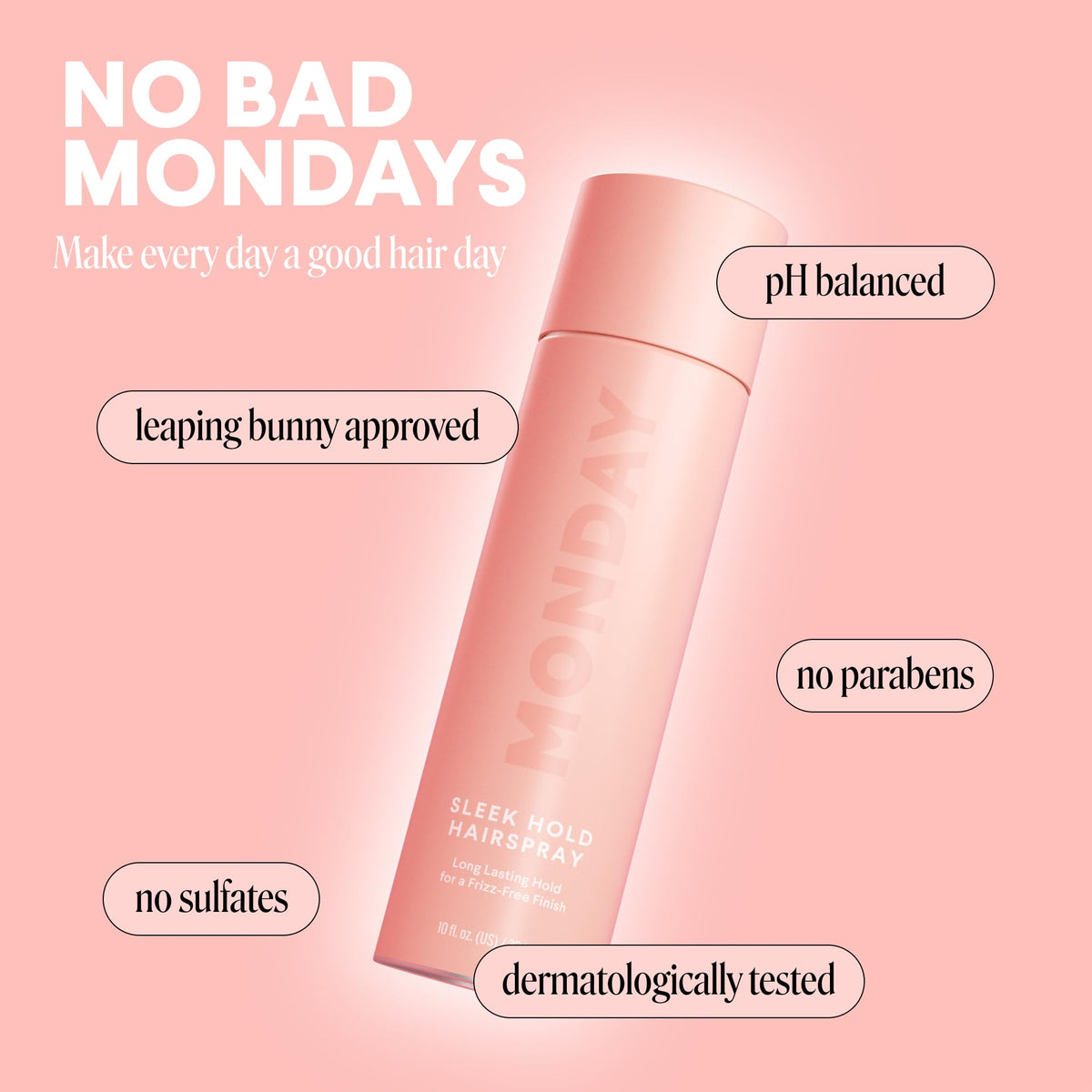 Laque SLEEK HOLD MONDAY HAIRCARE en contexte de salle de bain