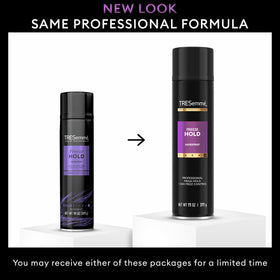 Laque TRESemmé Freeze Hold en application sur cheveux