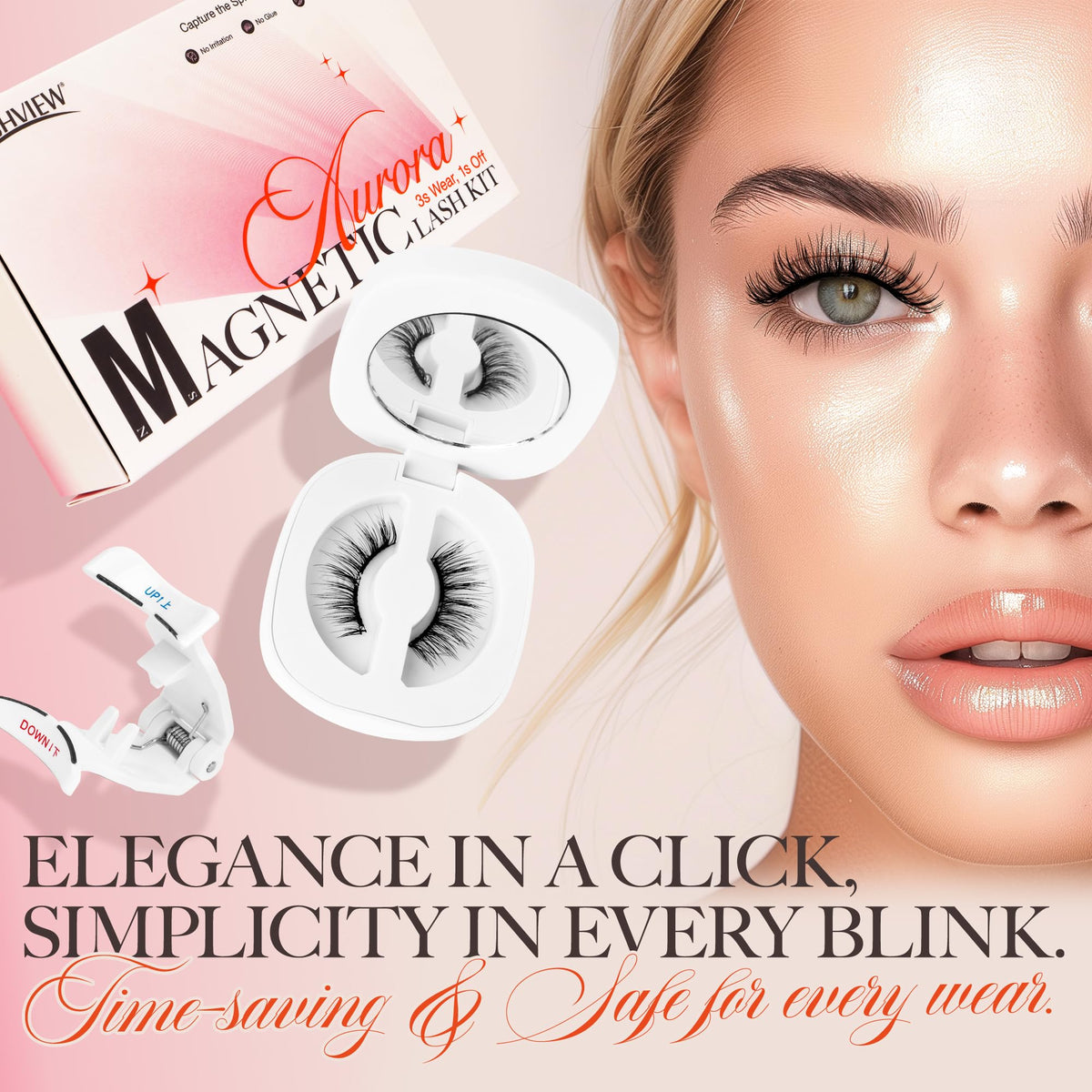 LASHVIEW Faux Cils Magnétiques RCM01 avec accessoires de beauté