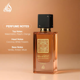 Lattafa Ana Abiyedh Coral Eau de Parfum sur une table
