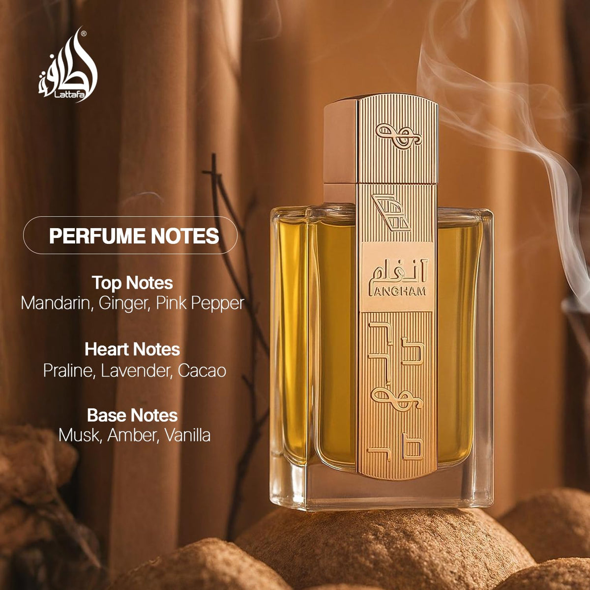 Lattafa Angham Eau de Parfum 100 ml sur une table
