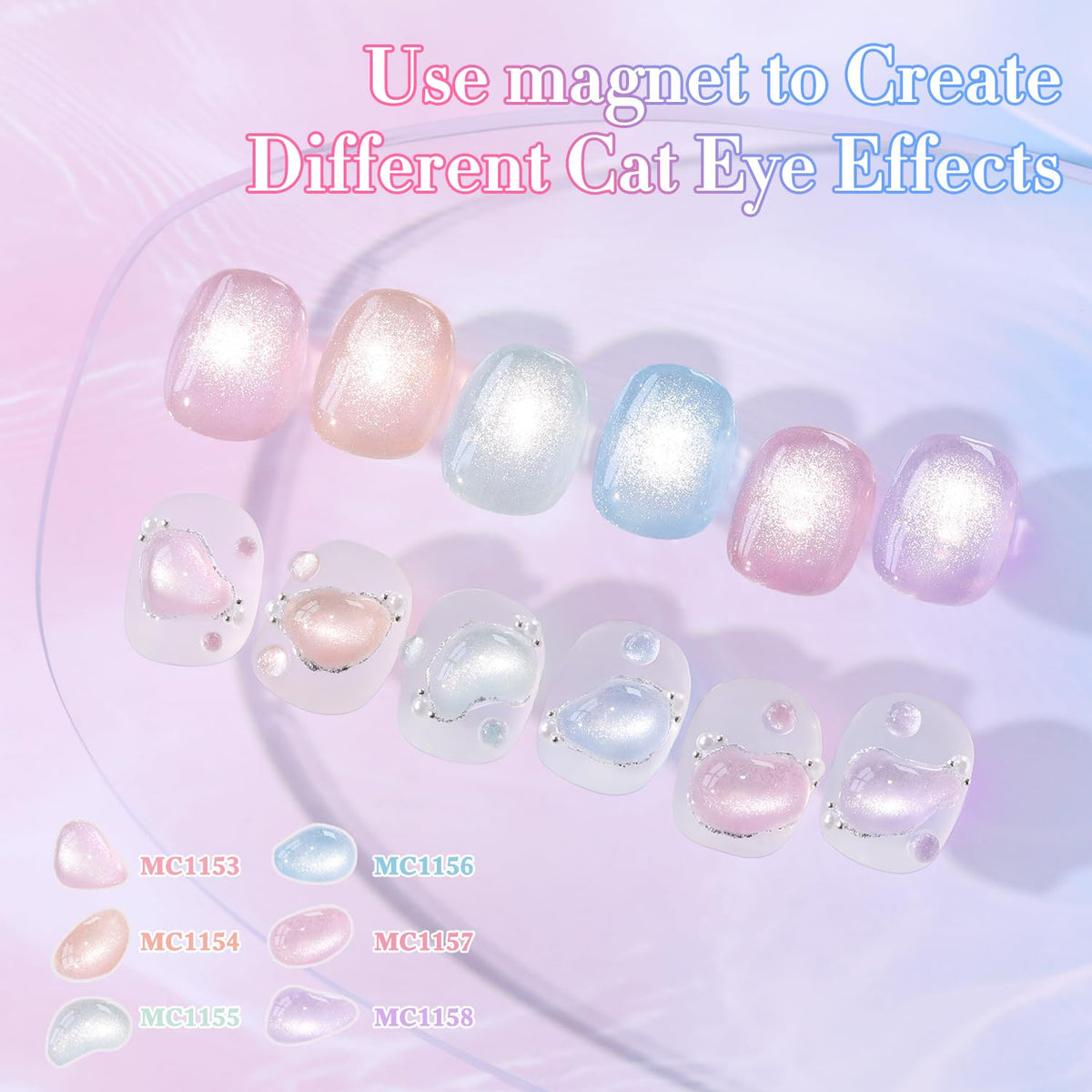 Les différentes couleurs de base pour le vernis gel Cat Eye