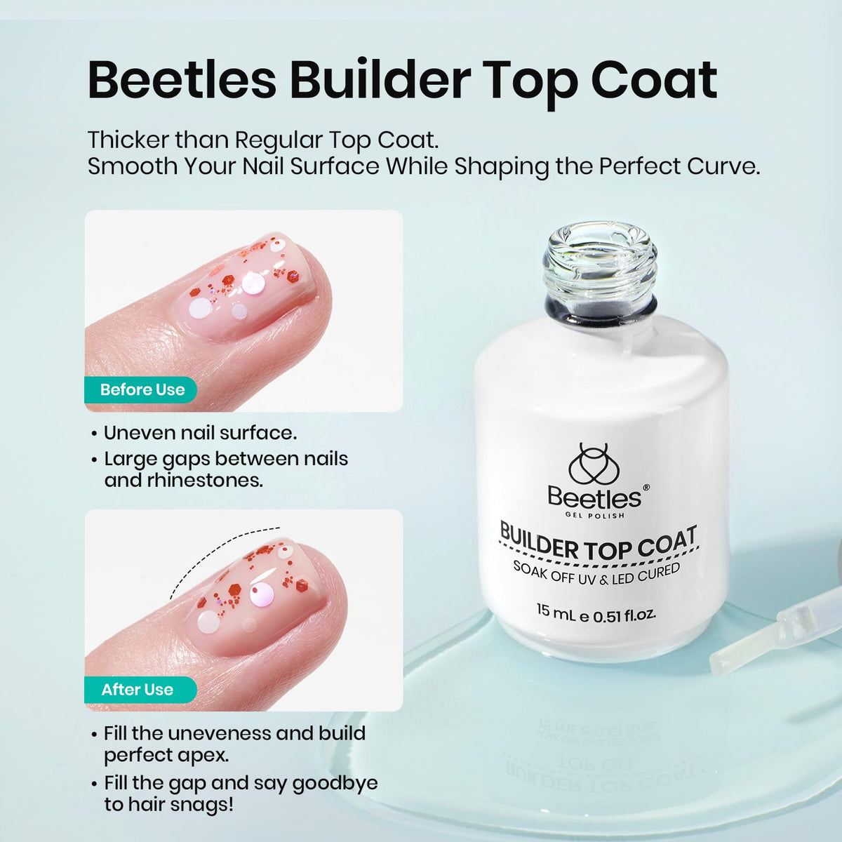 Les flacons de 15ml de vernis à ongles Beetles sur fond blanc