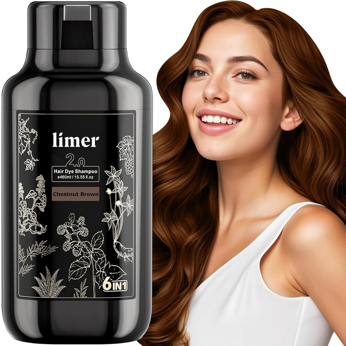 Limer shampoo teinture châtaigne 6 en 1 avant application