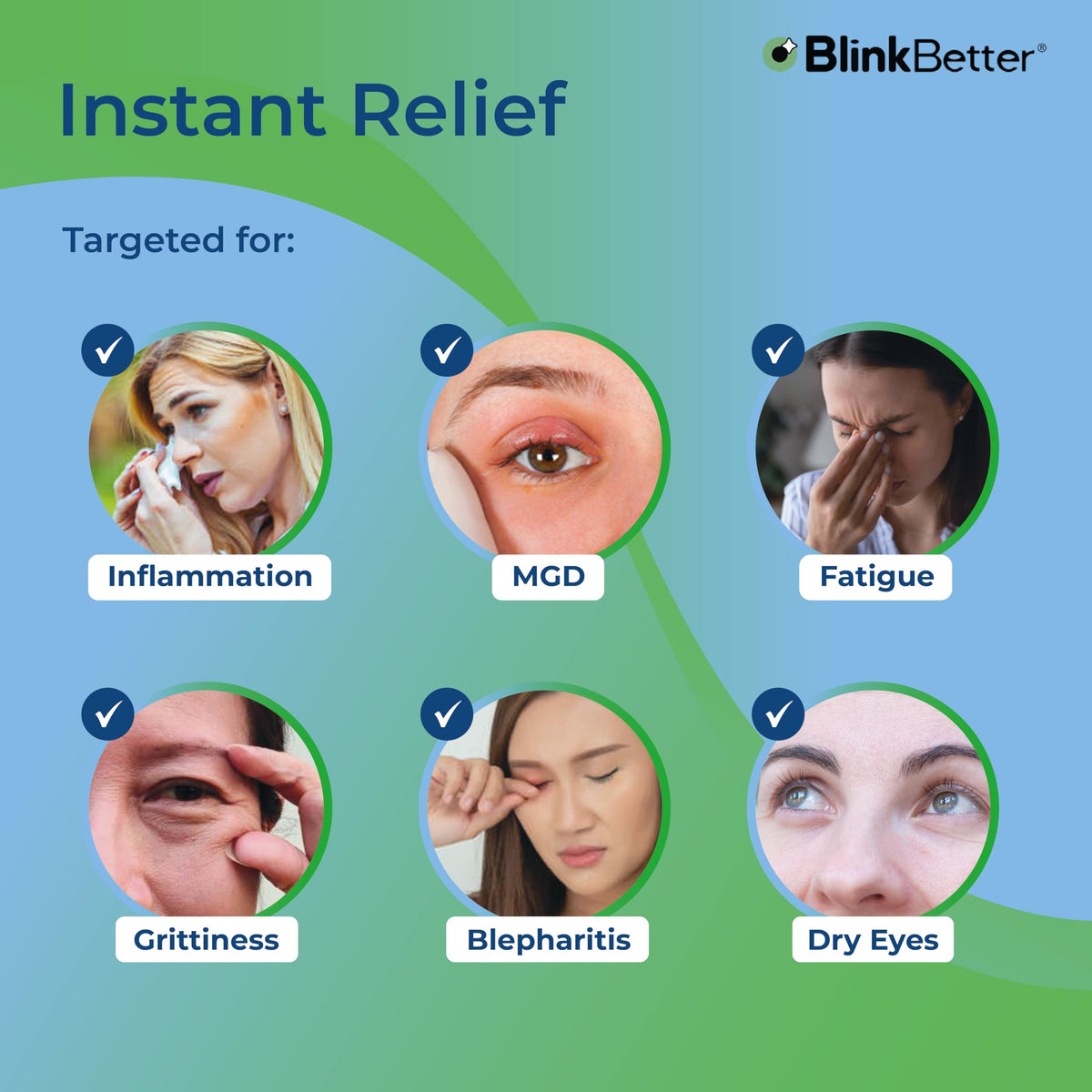 Lingette BlinkBetter sur fond blanc, avec mention d'ingrédients naturels