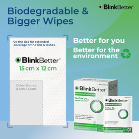 Lingettes BlinkBetter dans une main, prêtes à l'utilisation