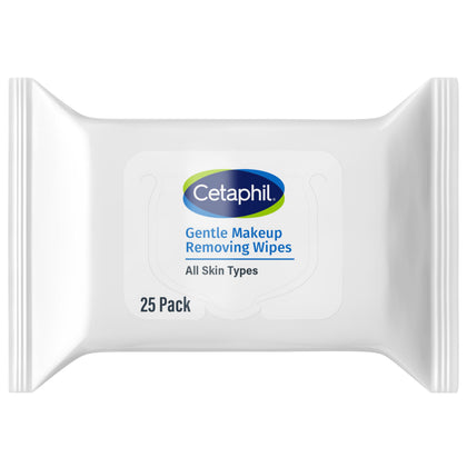 Lingettes démaquillantes Cetaphil paquet avant avec 25 lingettes
