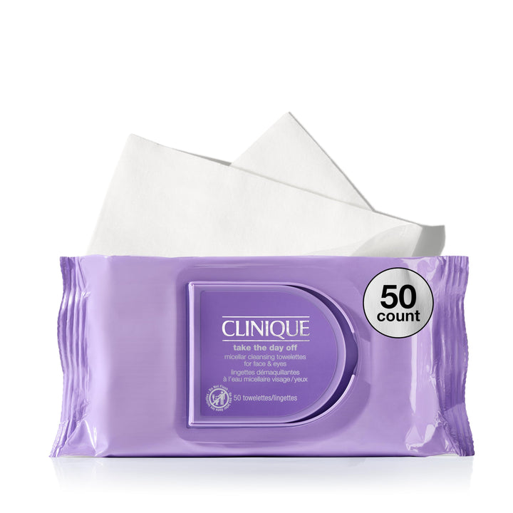 Lingettes démaquillantes micellaires Clinique vue de face avec emballage